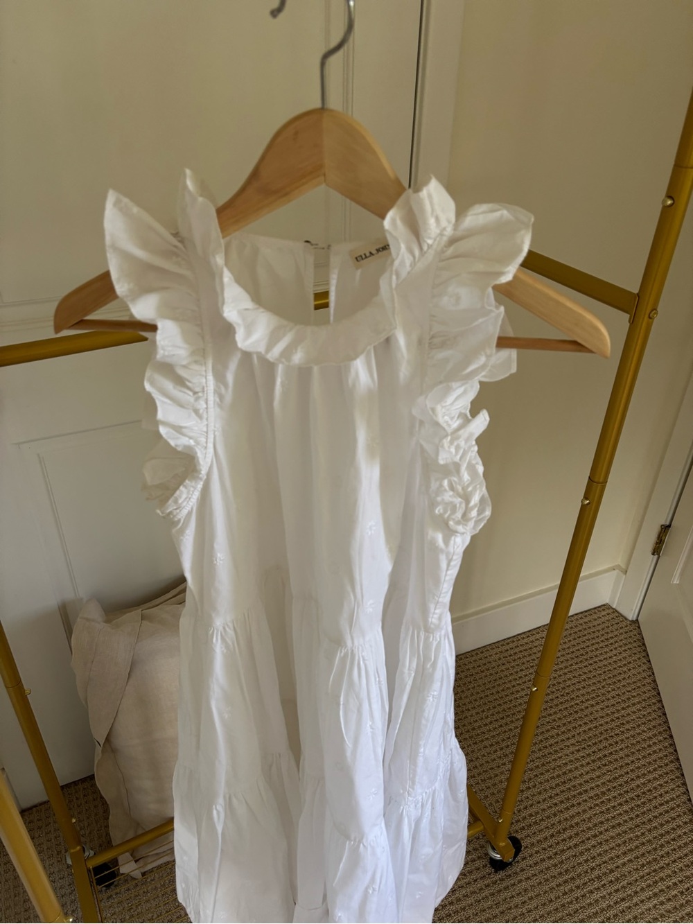 Ulla Johnson White Ruffled Sleeveless Cotton Dress